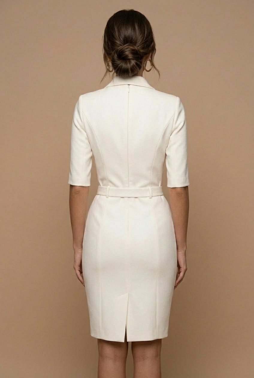 Women's Blazer Mini Dress - Belted Bodycon - Three-Quarter Sleeve 3