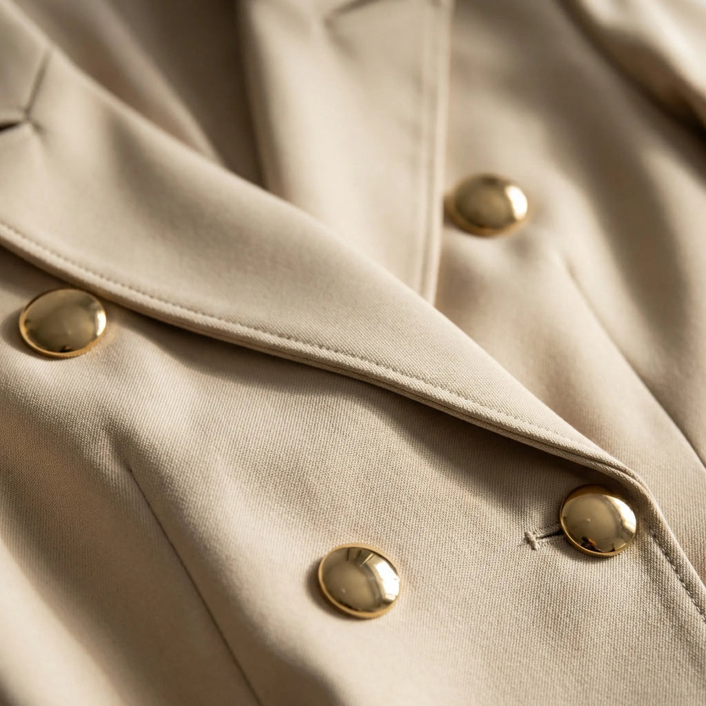 Women's Blazer Mini Dress - Double-Breasted Gold-Tone Buttons 3