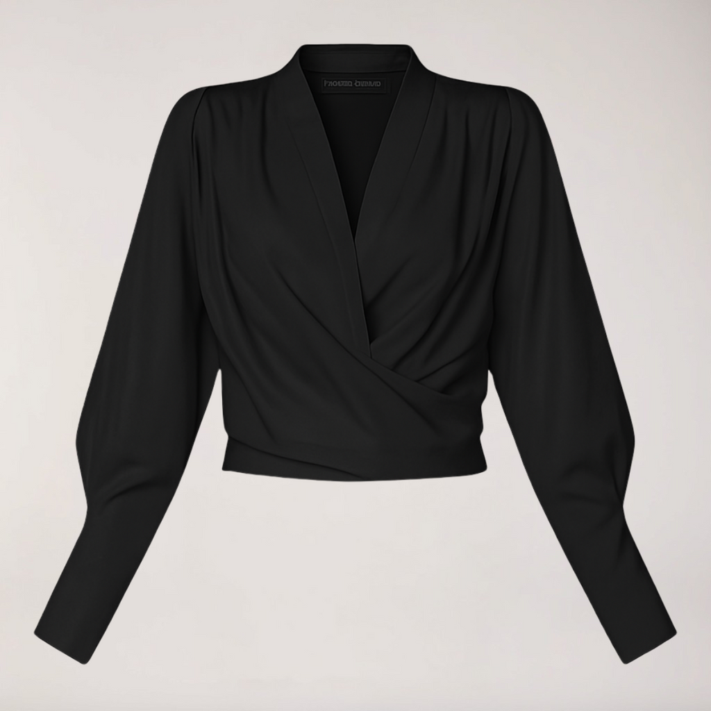 Women's Blouse with V-neck and Puff Sleeves 1