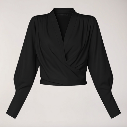 Women's Blouse with V-neck and Puff Sleeves 1