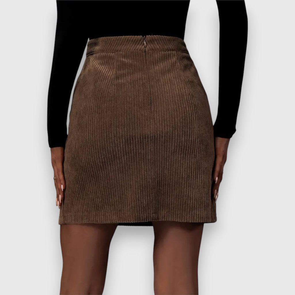 Women's Corduroy Mini Skirt Side Slit 2