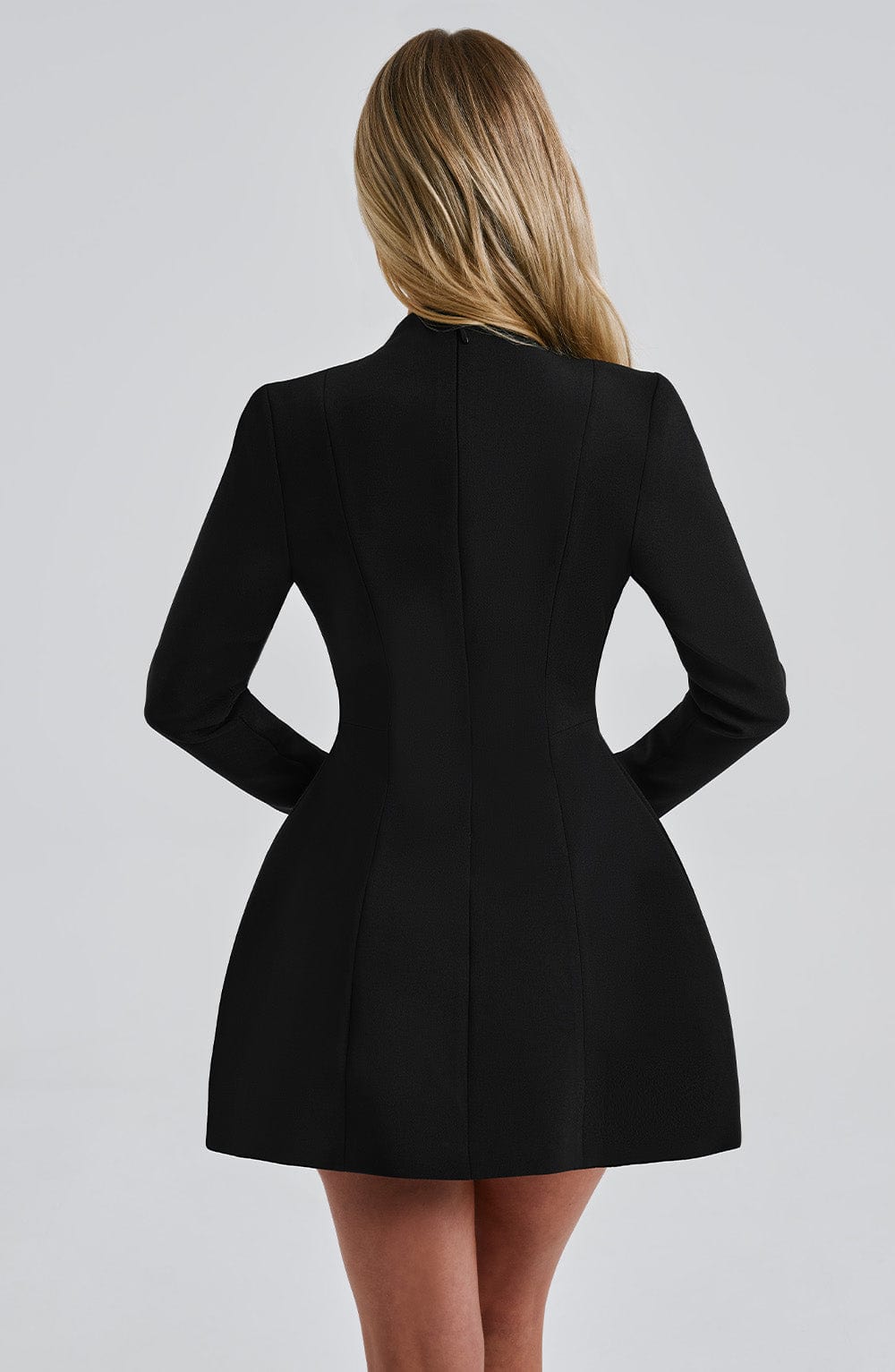 Women's Deep V Plunge Long Sleeve Blazer Mini Dress 4