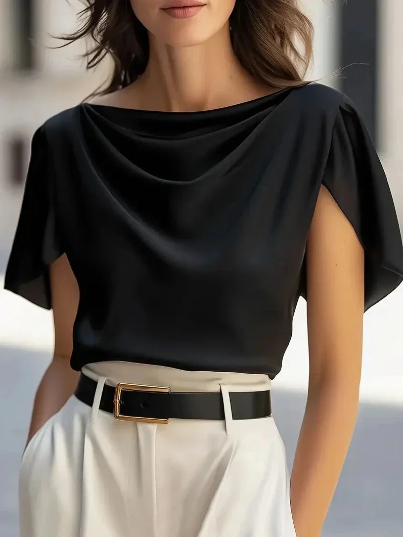 Women's Draped Cowl Neck Blouse 0
