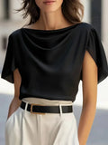Women's Draped Cowl Neck Blouse 0