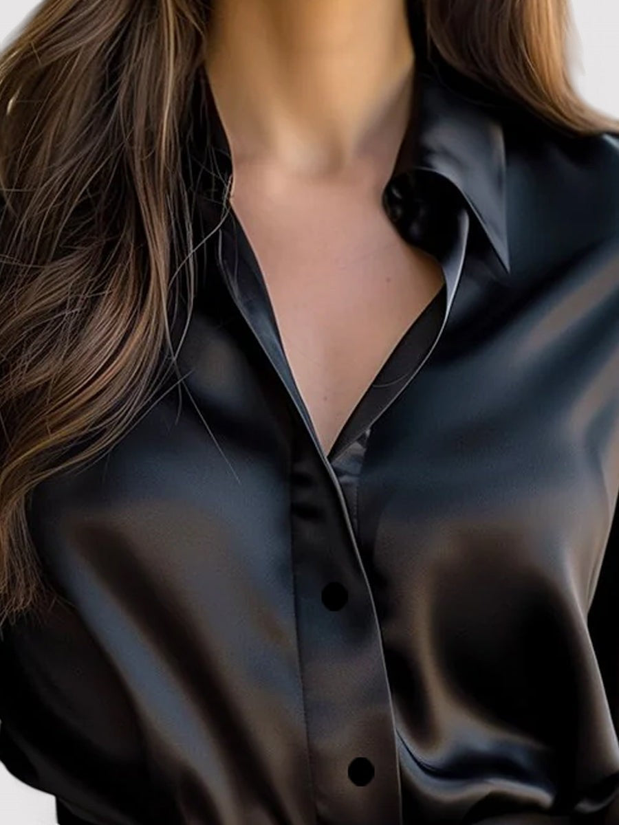 Women's Elegant Satin Long Sleeve Blouse 2