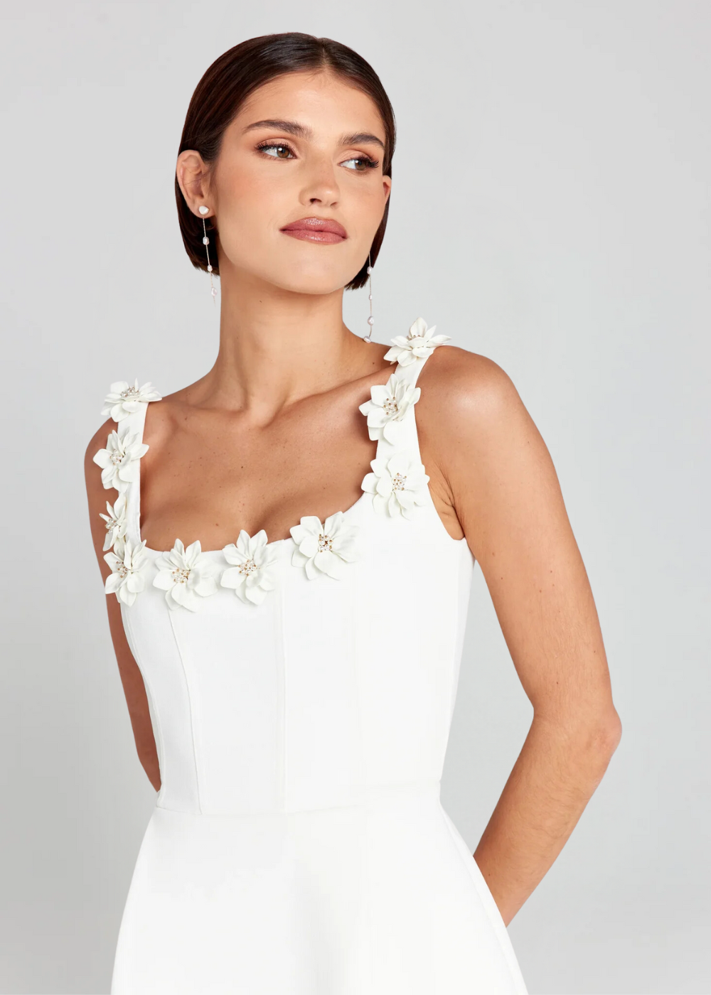 Women’s Floral Appliqué Strap Mini Dress with Flared Skirt 7