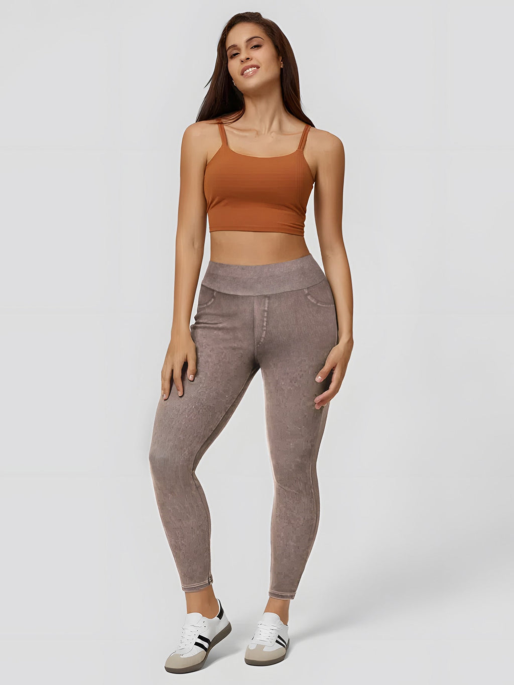 Women's High Waist Skinny Jeggings - Pull On Denim Look Stretch Trousers 8