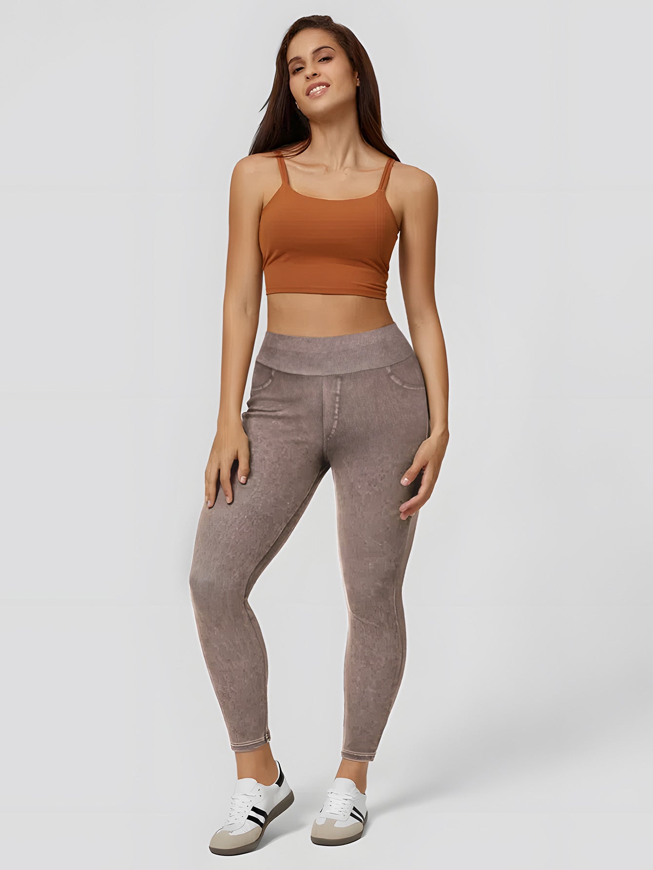 Women's High Waist Skinny Jeggings - Pull On Denim Look Stretch Trousers 8