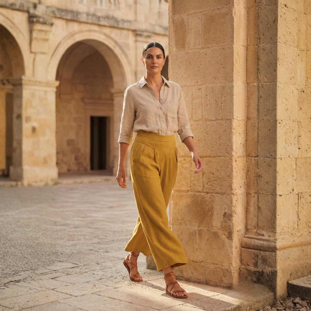 Women’s High Waist Wide Leg Trousers with Pleats and Side Pockets 0