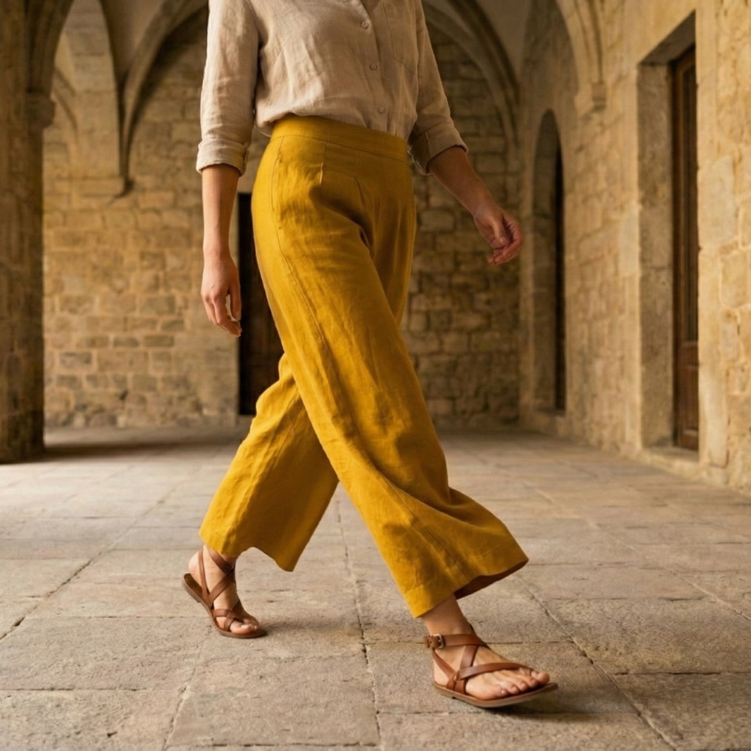 Women’s High Waist Wide Leg Trousers with Pleats and Side Pockets 1