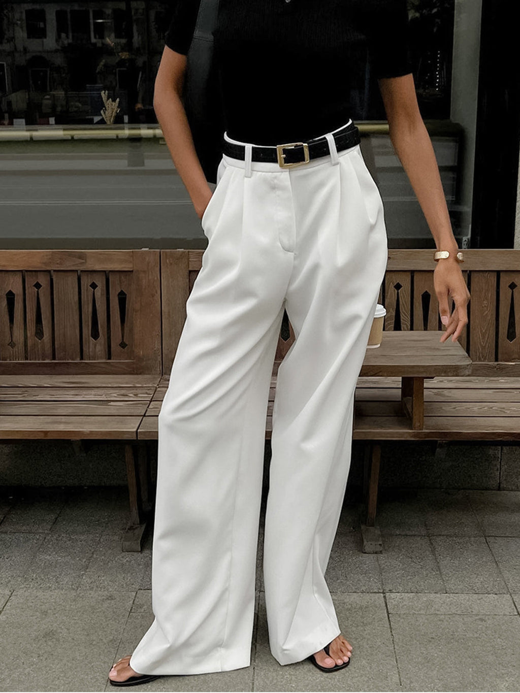 Women’s High Waist Wide Leg Trousers with Pleats and Side Pockets 2