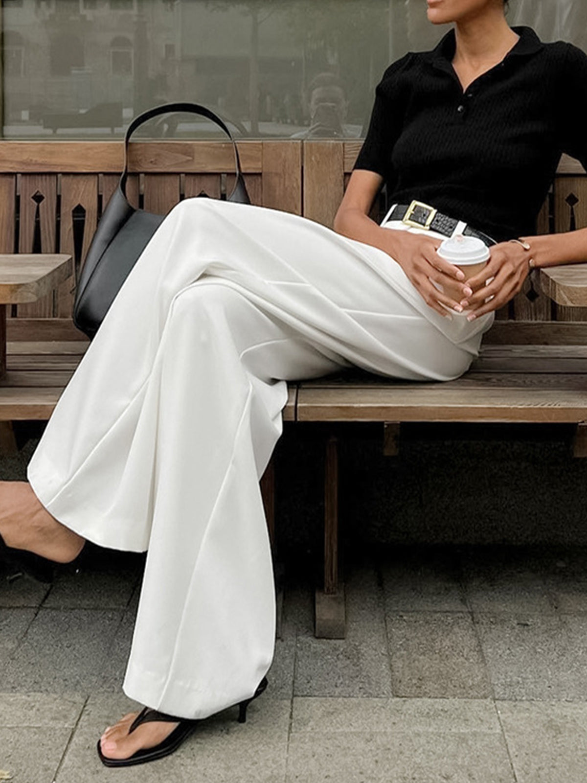 Women’s High Waist Wide Leg Trousers with Pleats and Side Pockets 3