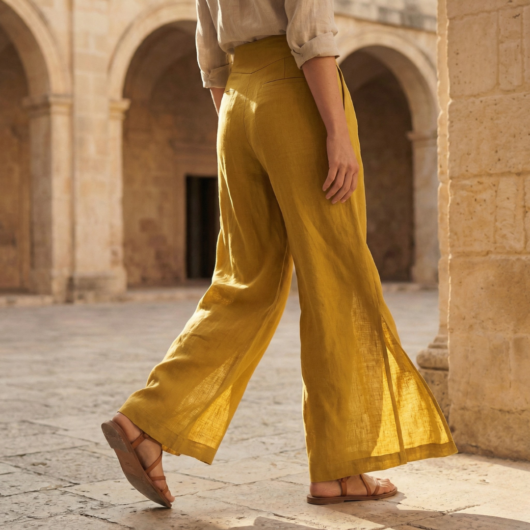 Women’s High Waist Wide Leg Trousers with Pleats and Side Pockets 6