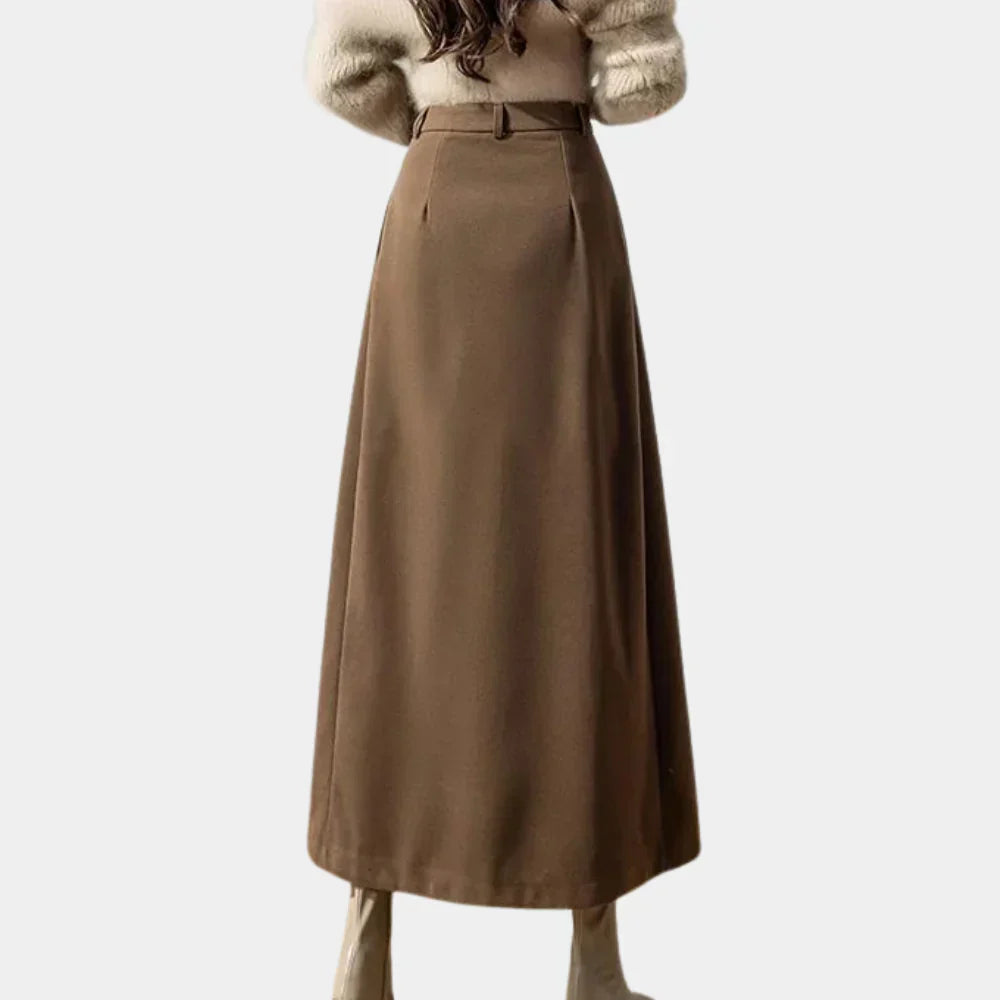 Women's High Waisted Pleated Maxi Skirt - Button Front Belt 3