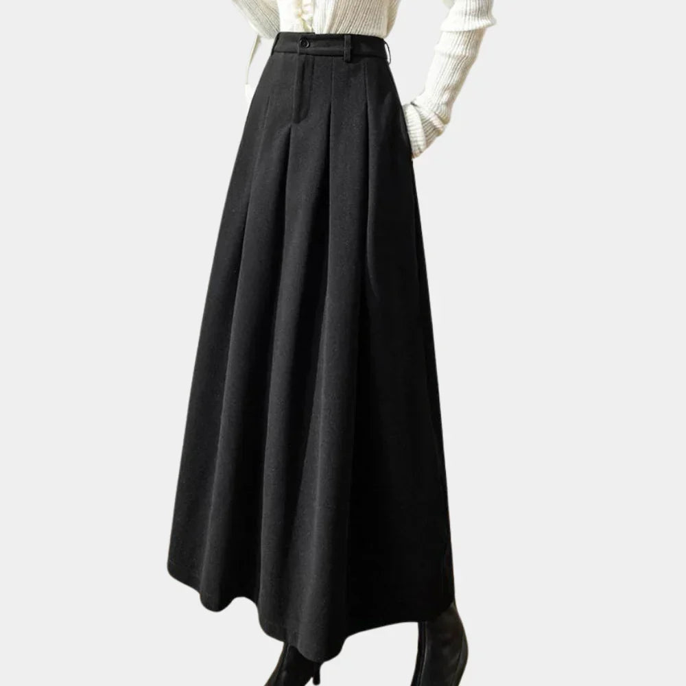 Women's High Waisted Pleated Maxi Skirt - Button Front Belt 4
