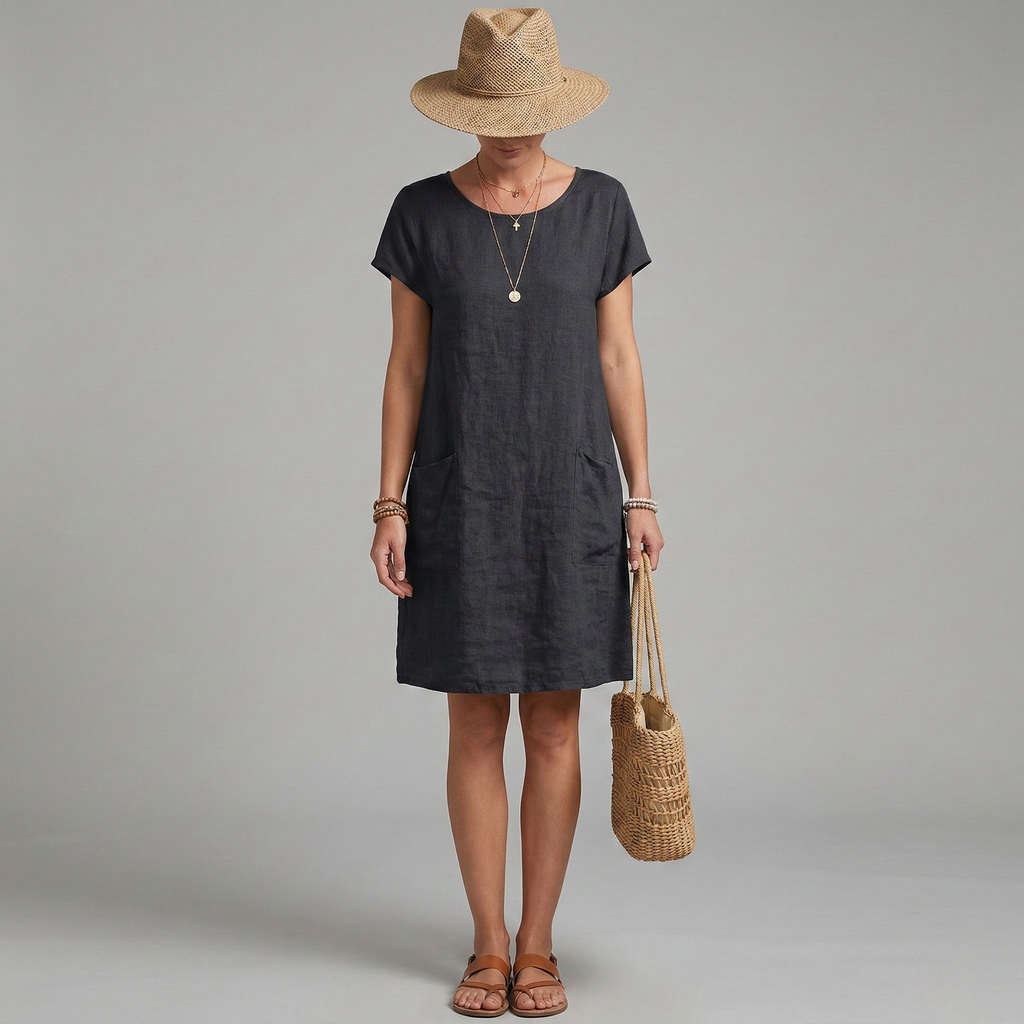 Women's Linen Mini Dress Shift 0