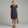Women's Linen Mini Dress Shift 0
