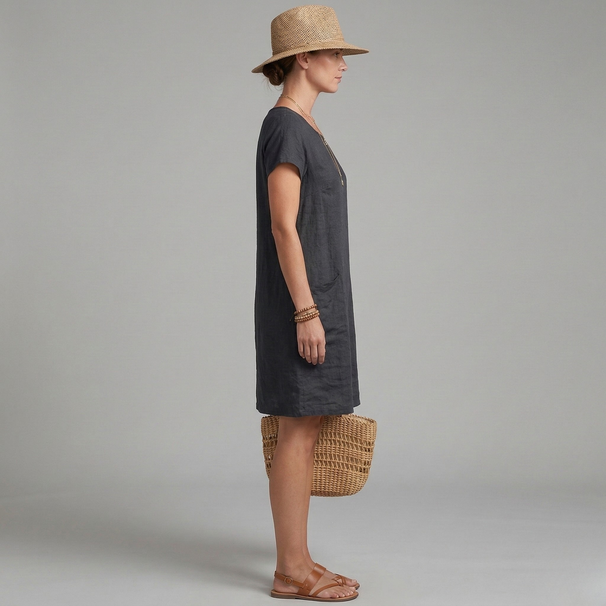 Women's Linen Mini Dress Shift 1