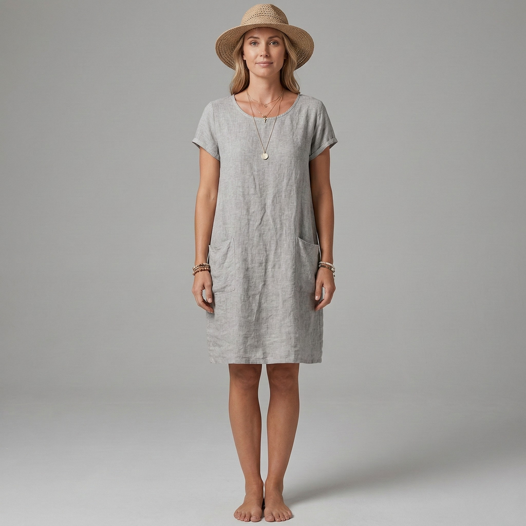 Women's Linen Mini Dress Shift 4