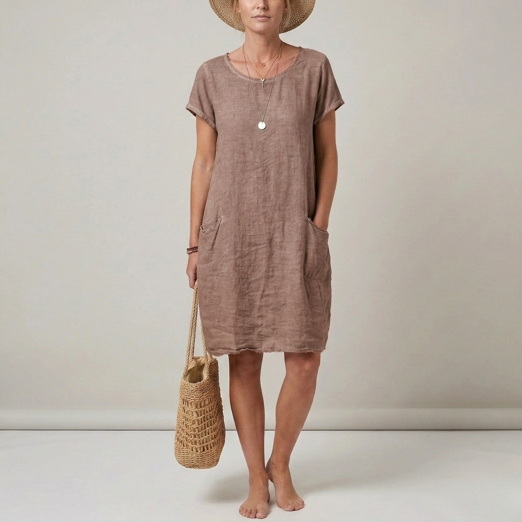 Women's Linen Mini Dress Shift 5