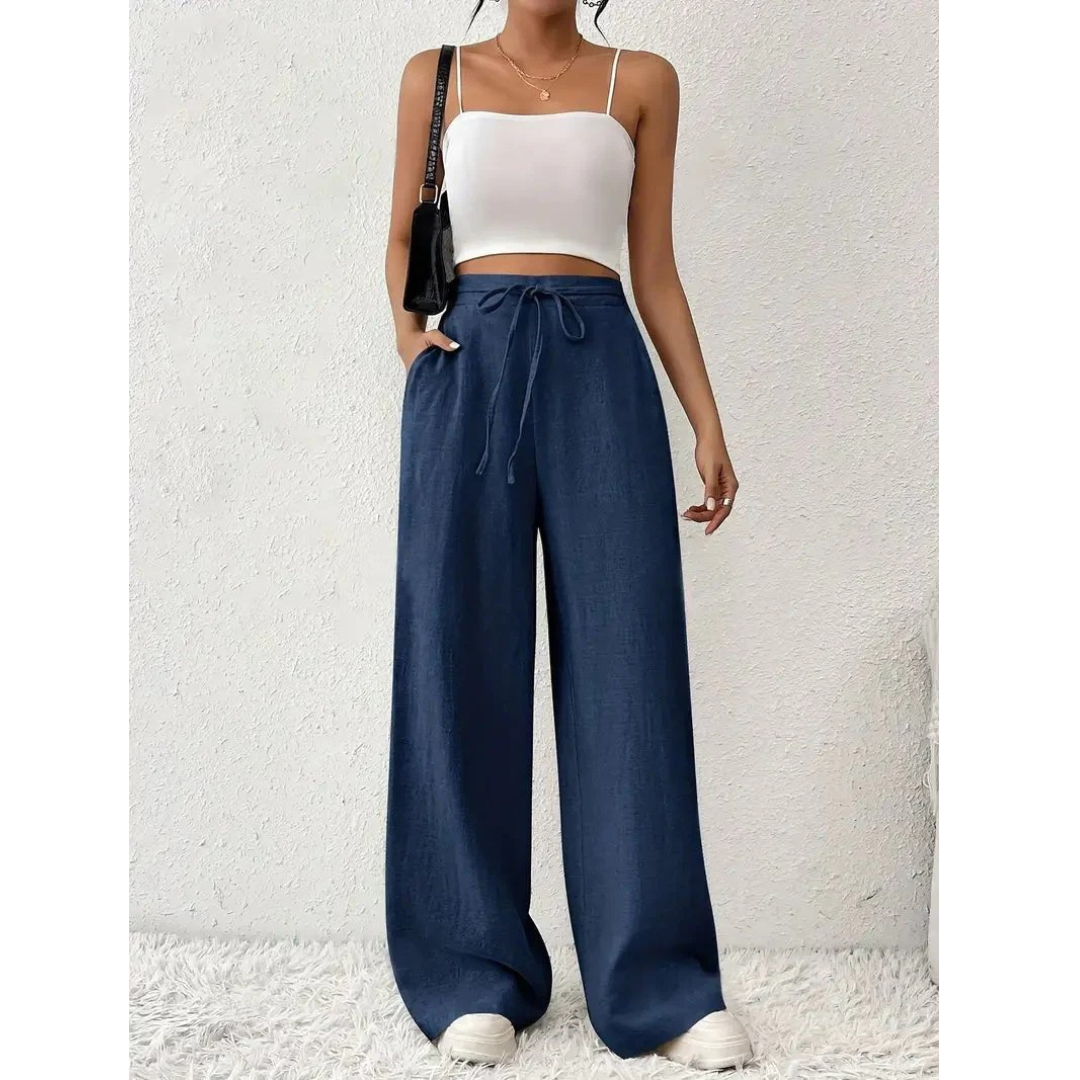 Women's Linen Wide Leg Trousers Relaxed Fit 1