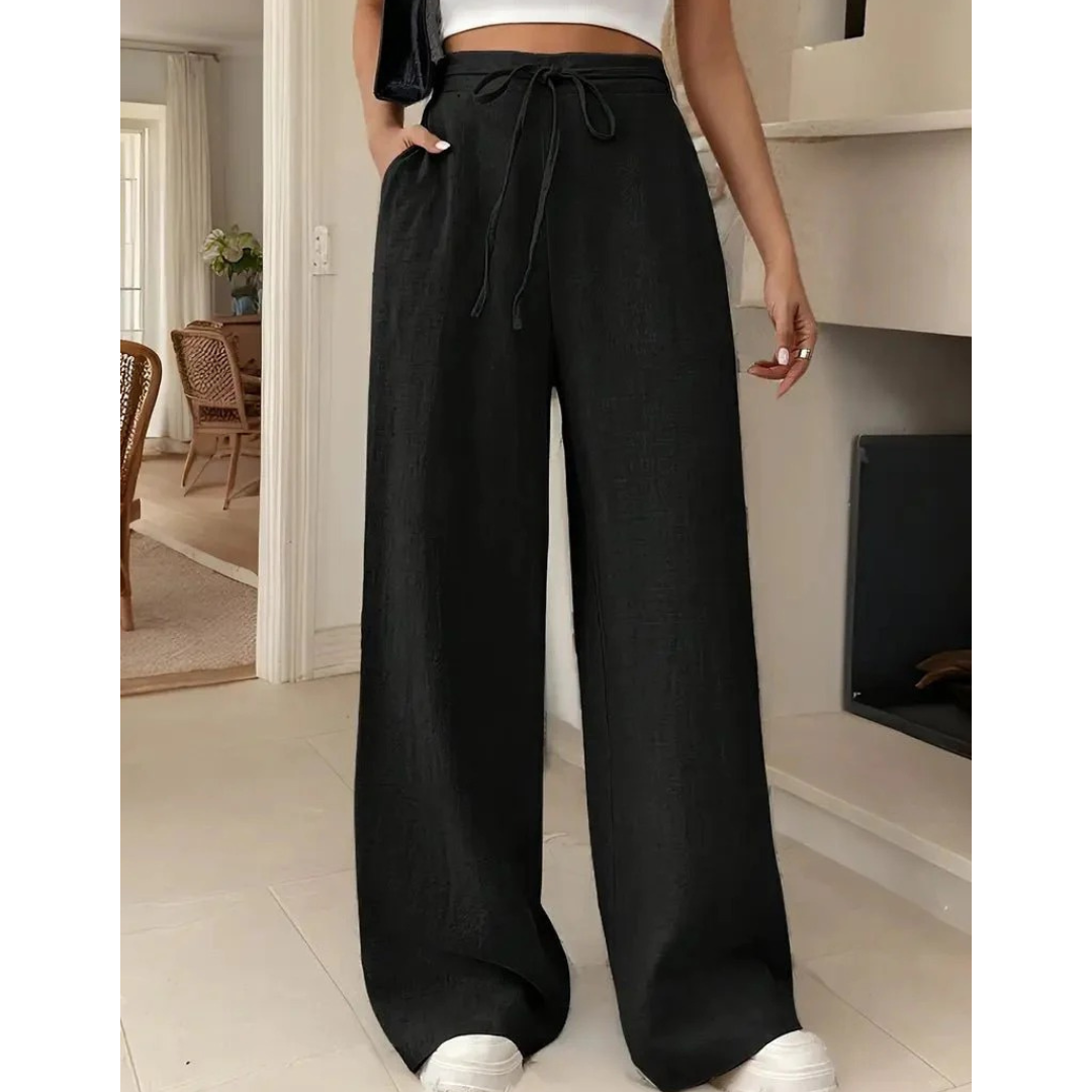 Women's Linen Wide Leg Trousers Relaxed Fit 2