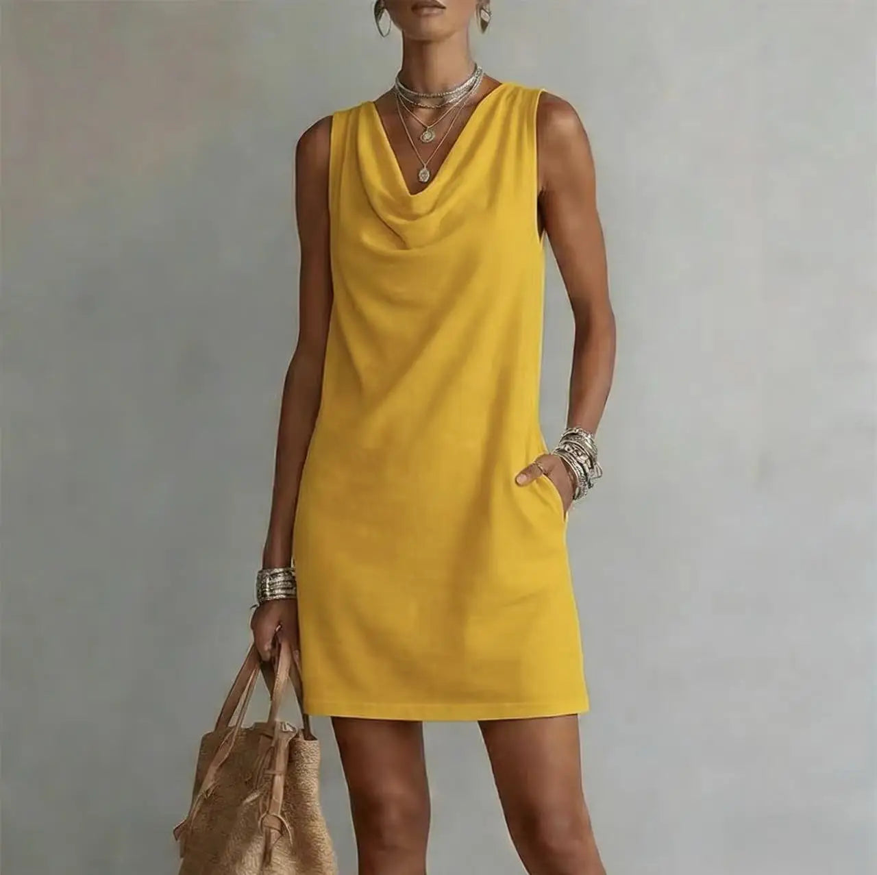 Women's Mini Dress Cowl Neck 5