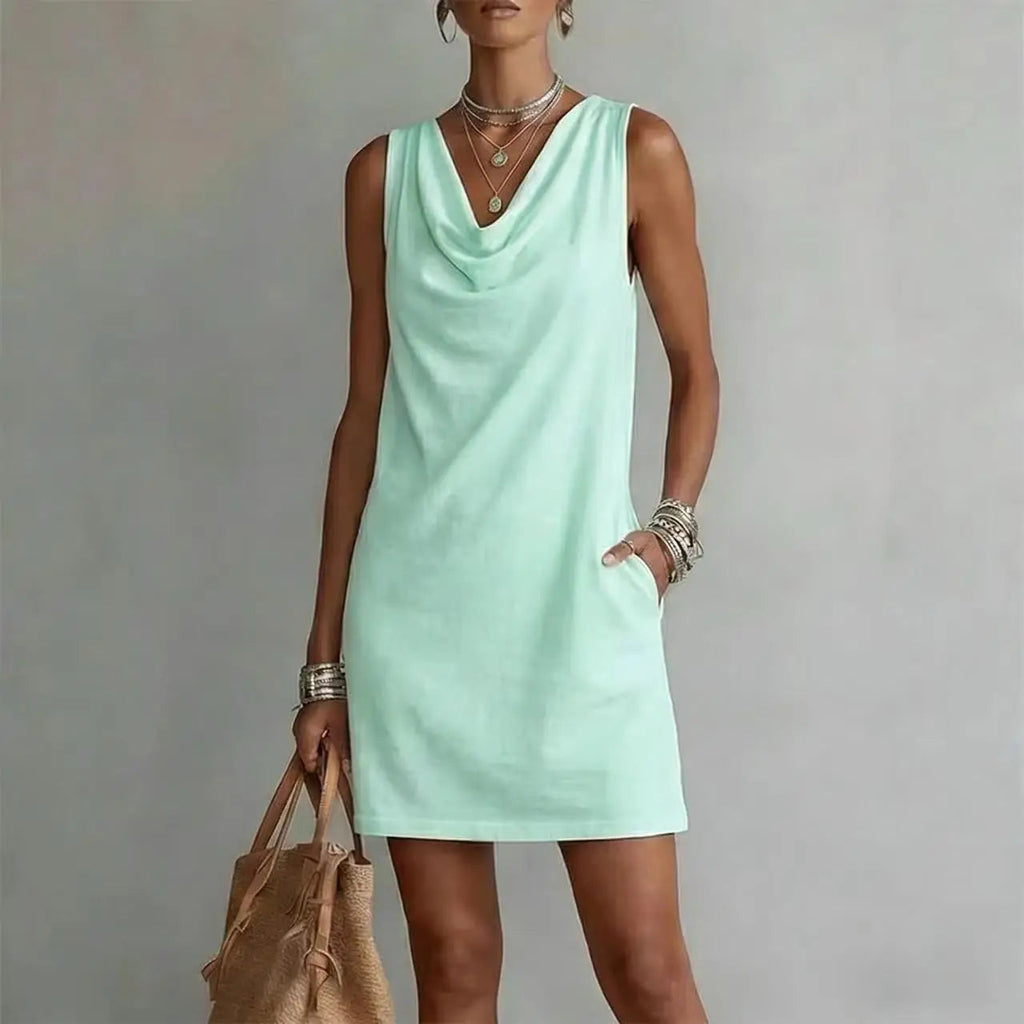 Women's Mini Dress Cowl Neck 6
