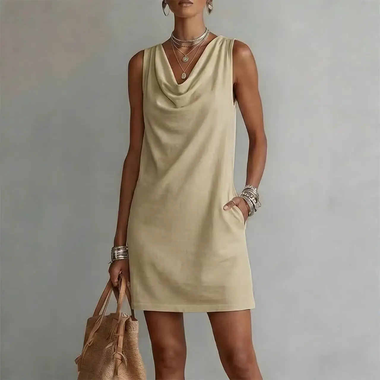 Women's Mini Dress Cowl Neck 7