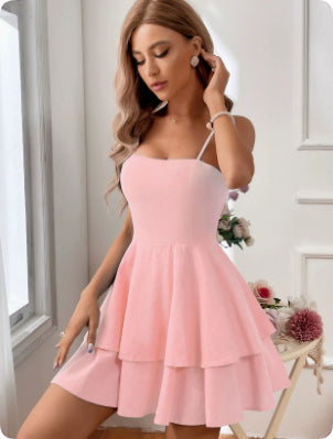 Women's Mini Dress Tiered Ruffle Spaghetti Strap 7