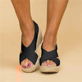Women's Orthopedic Cross-Over Strap Espadrille Wedges - Slingback 0