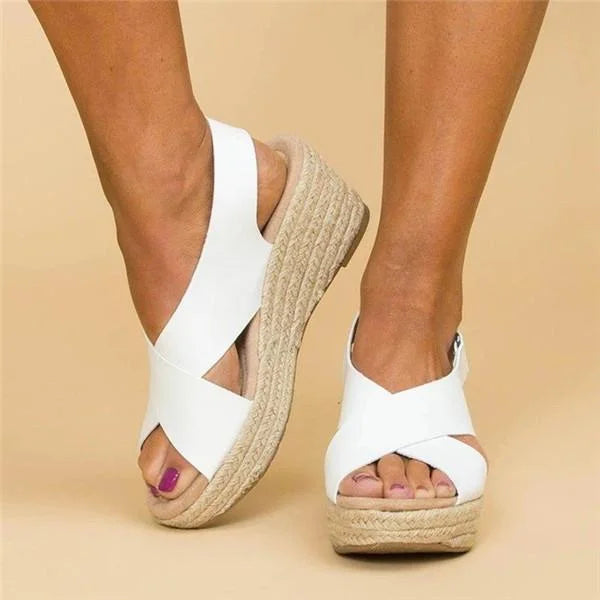 Women's Orthopedic Cross-Over Strap Espadrille Wedges - Slingback 2
