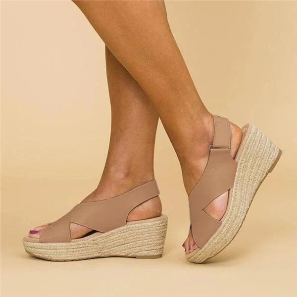 Women's Orthopedic Cross-Over Strap Espadrille Wedges - Slingback 3