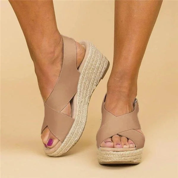 Women's Orthopedic Cross-Over Strap Espadrille Wedges - Slingback 4