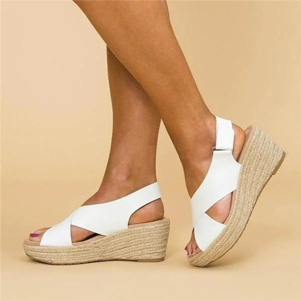 Women's Orthopedic Cross-Over Strap Espadrille Wedges - Slingback 6