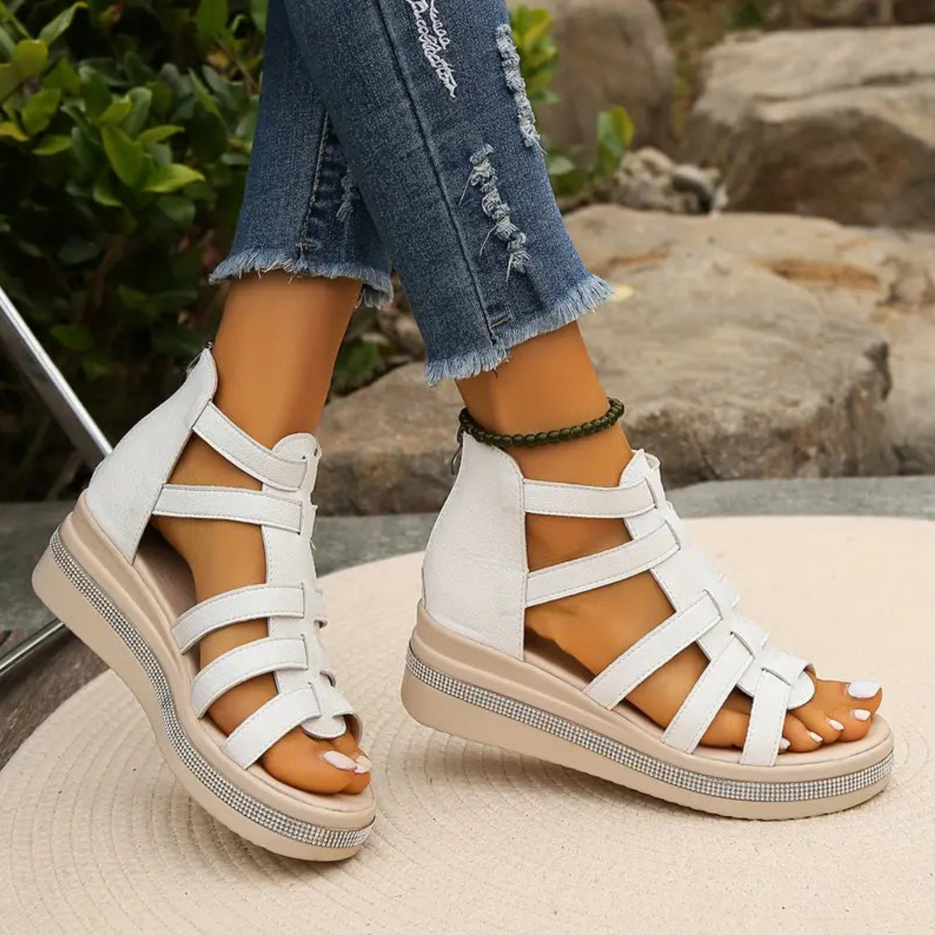 Women's Orthopedic Gladiator Wedges Platform 4