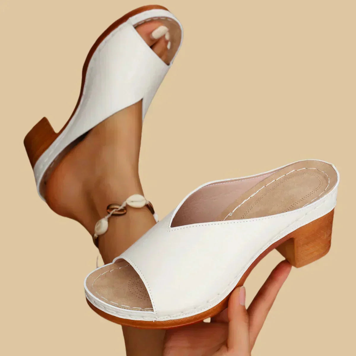 Women's Orthopedic Open Toe Block Heel Mules - Platform Sole 2