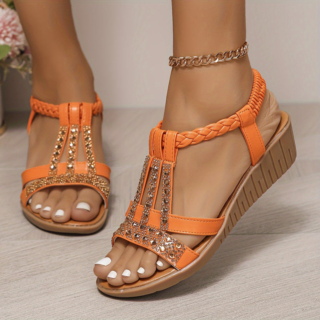 Women's Orthopedic T-Strap Wedge Sandals 7