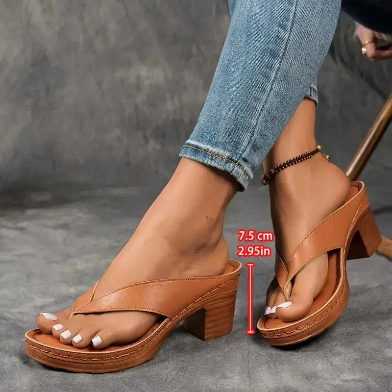 Women's Orthopedic Toe-Post Platform Sandals - Block Heels 2