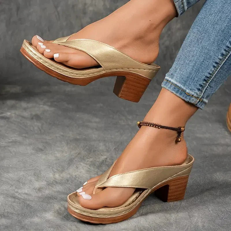 Women's Orthopedic Toe-Post Platform Sandals - Block Heels 5