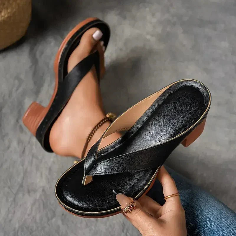 Women's Orthopedic Toe-Post Platform Sandals - Block Heels 6