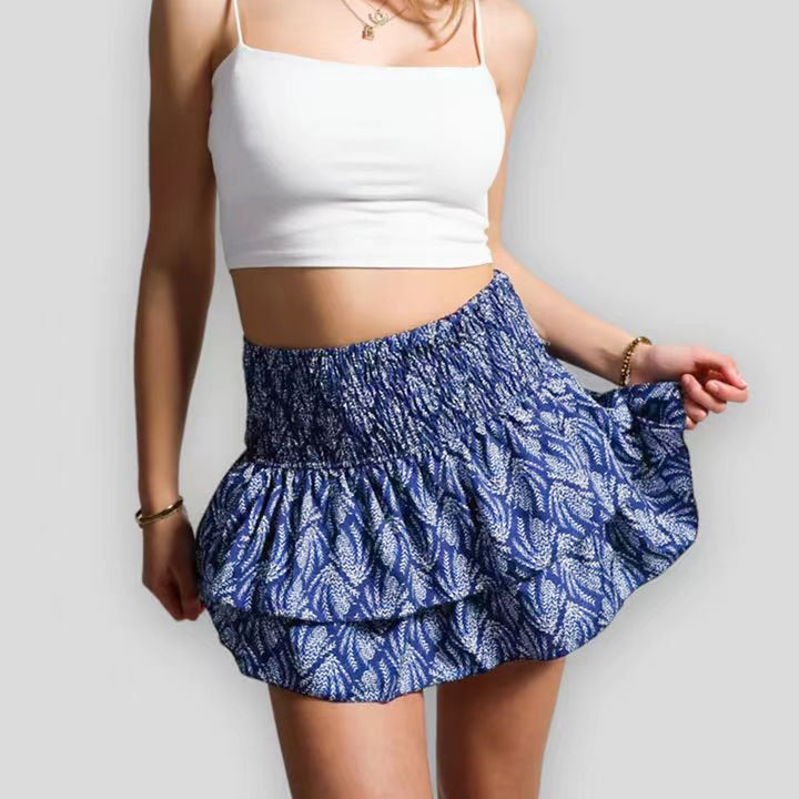 Women's Paisley Mini Skirt Tiered 3