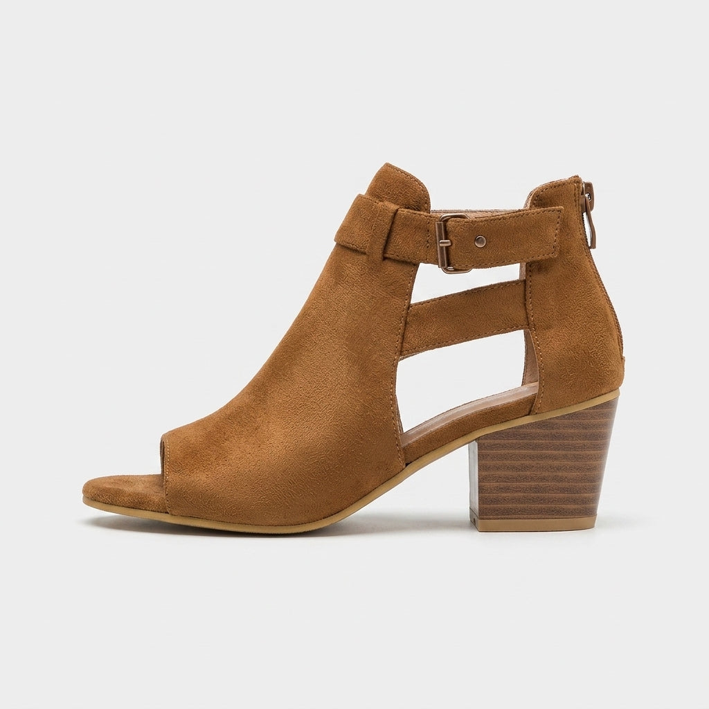 Women's Peep Toe Block Heel Sandals - Cut-Out Ankle Buckle Strap 3
