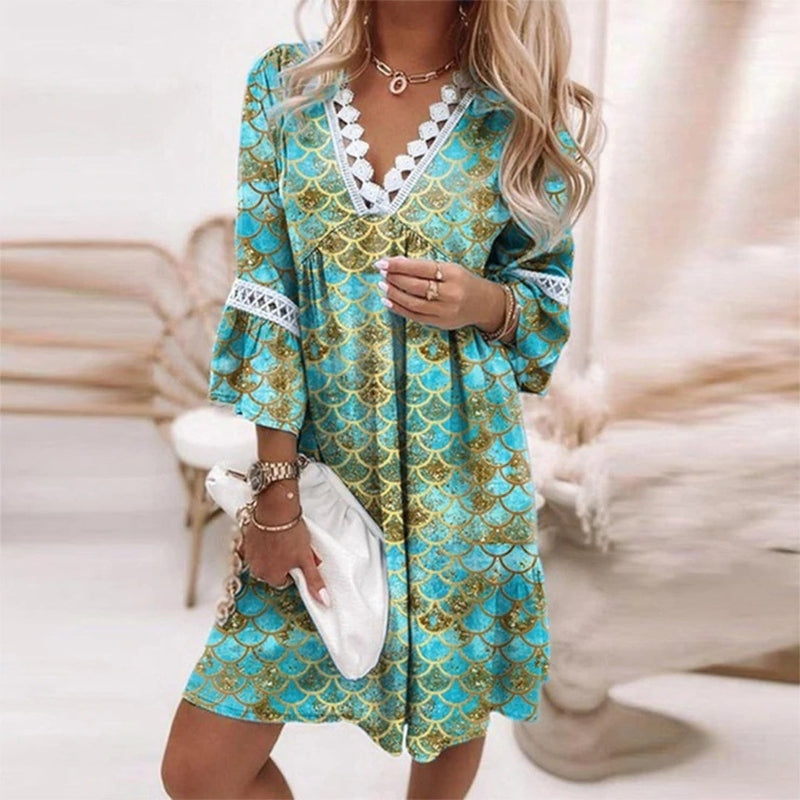 Women's Printed Mini Dress Relaxed Fit 2