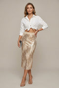 Women's Sequin Embellished High Waisted Midi Pencil Skirt 0