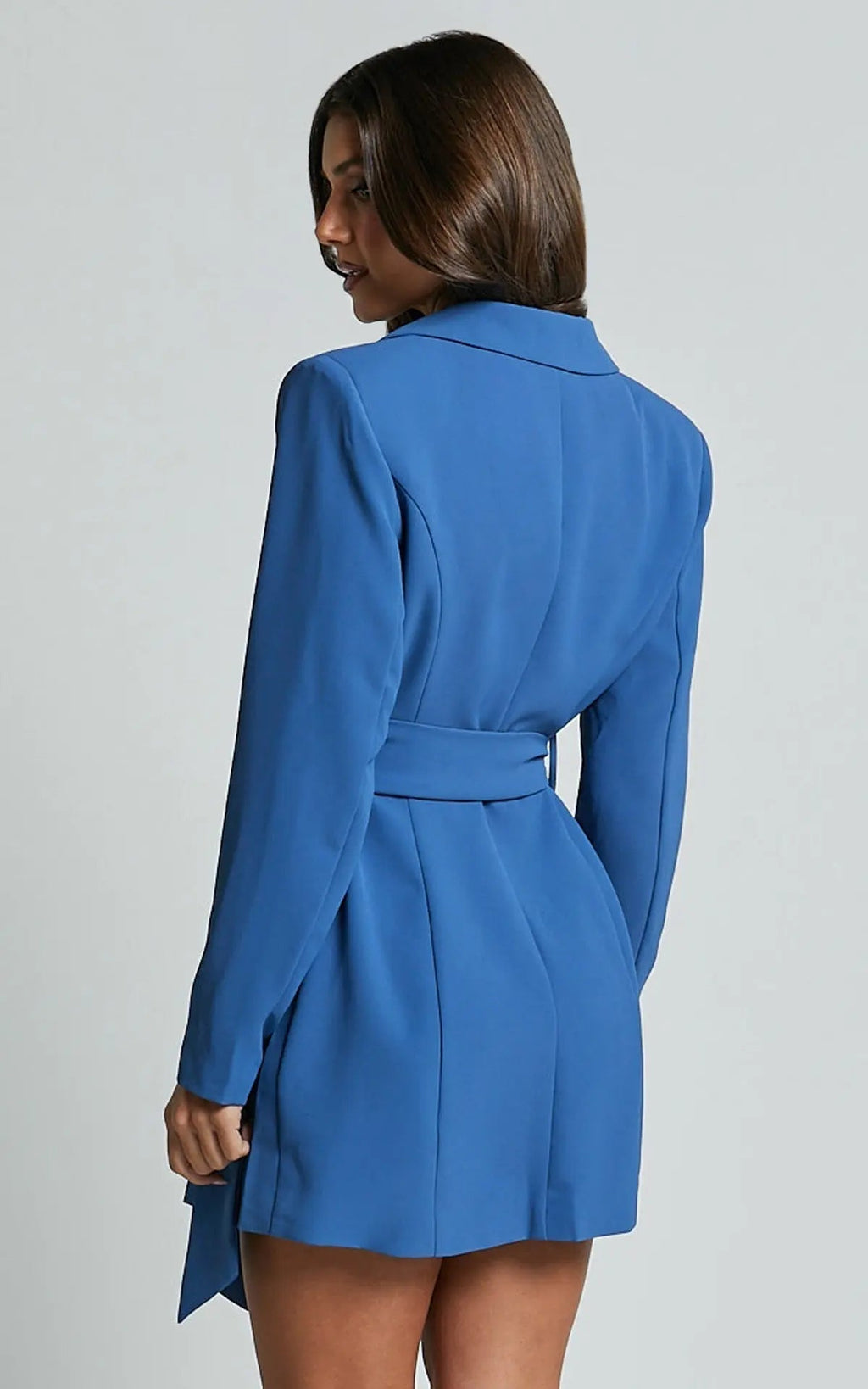 Women’s Tailored Blazer Dress with Waist Belt – Structured Mini Silhouette 1