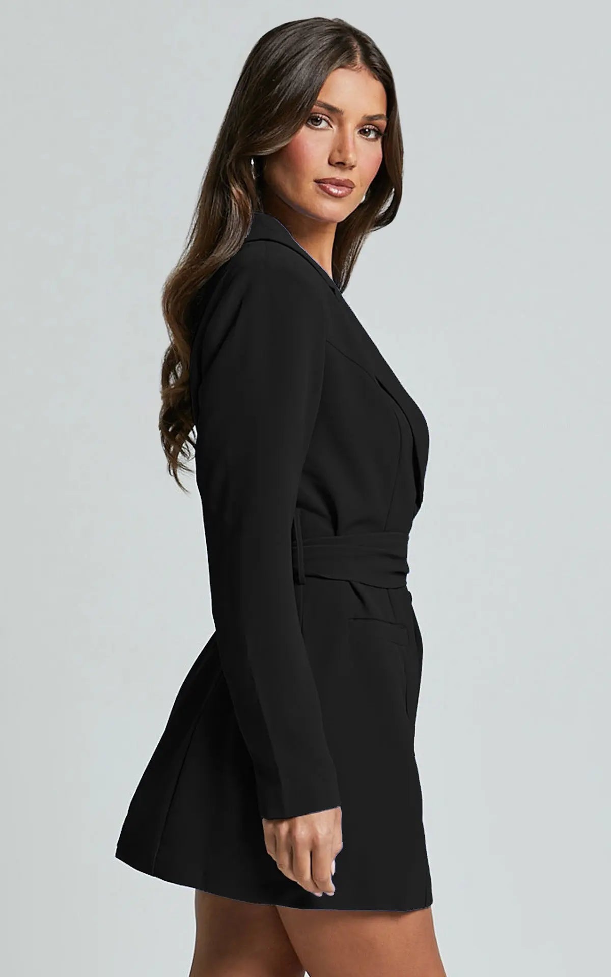 Women’s Tailored Blazer Dress with Waist Belt – Structured Mini Silhouette 6