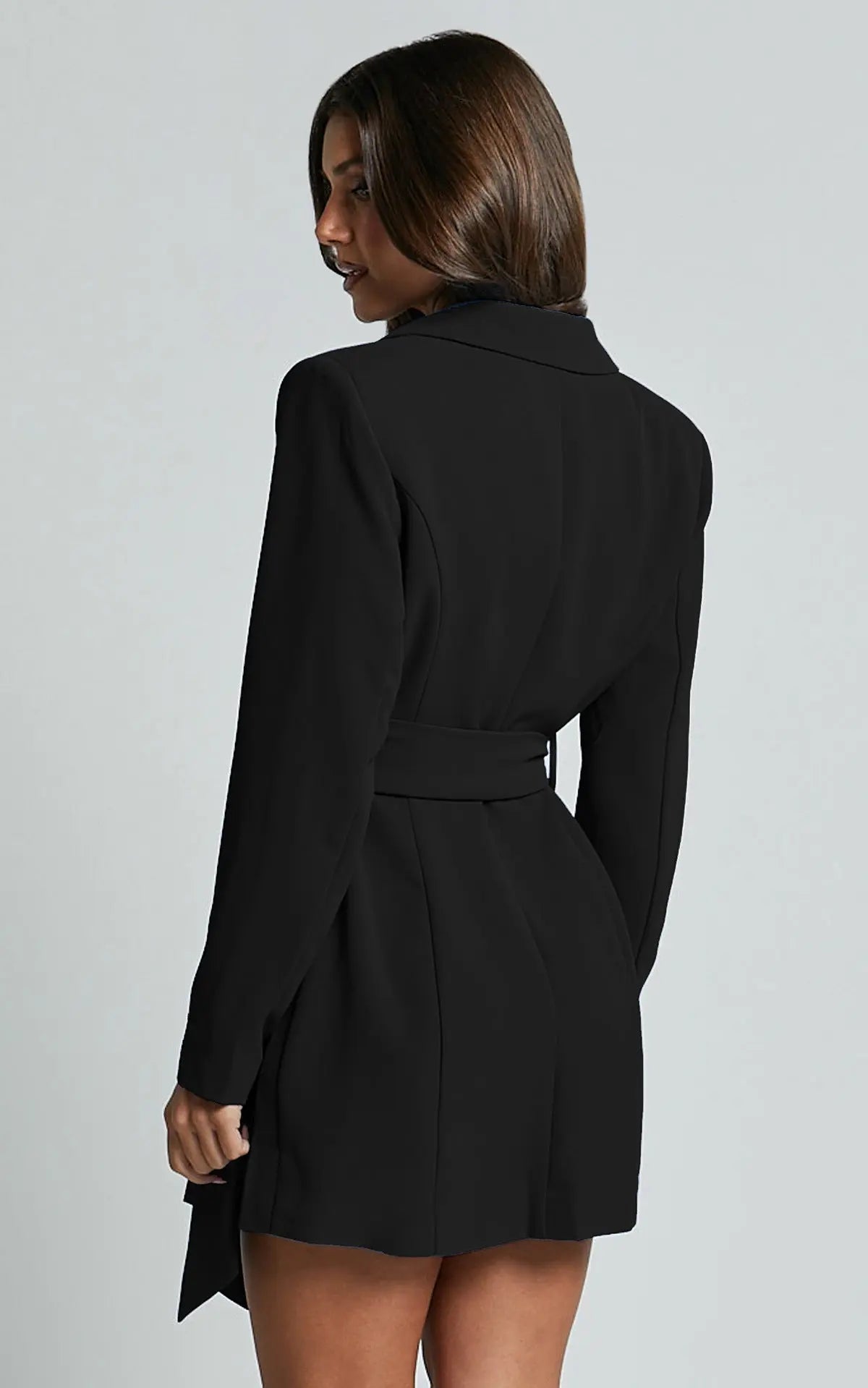 Women’s Tailored Blazer Dress with Waist Belt – Structured Mini Silhouette 7