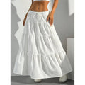 Women's Tiered Maxi Skirt - Drawstring Elastic Waist Ruffled 0
